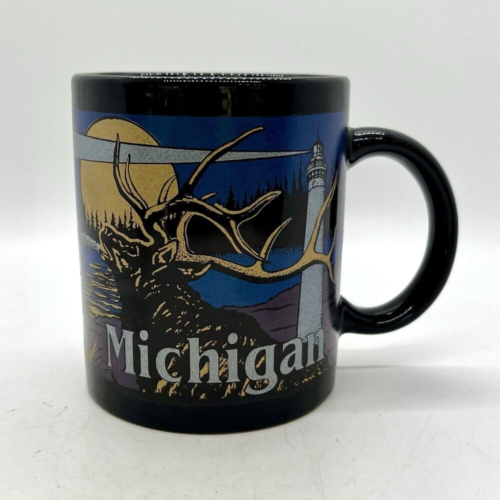 Michigan Souvenir Coffee Mug Deer Camping Hunting